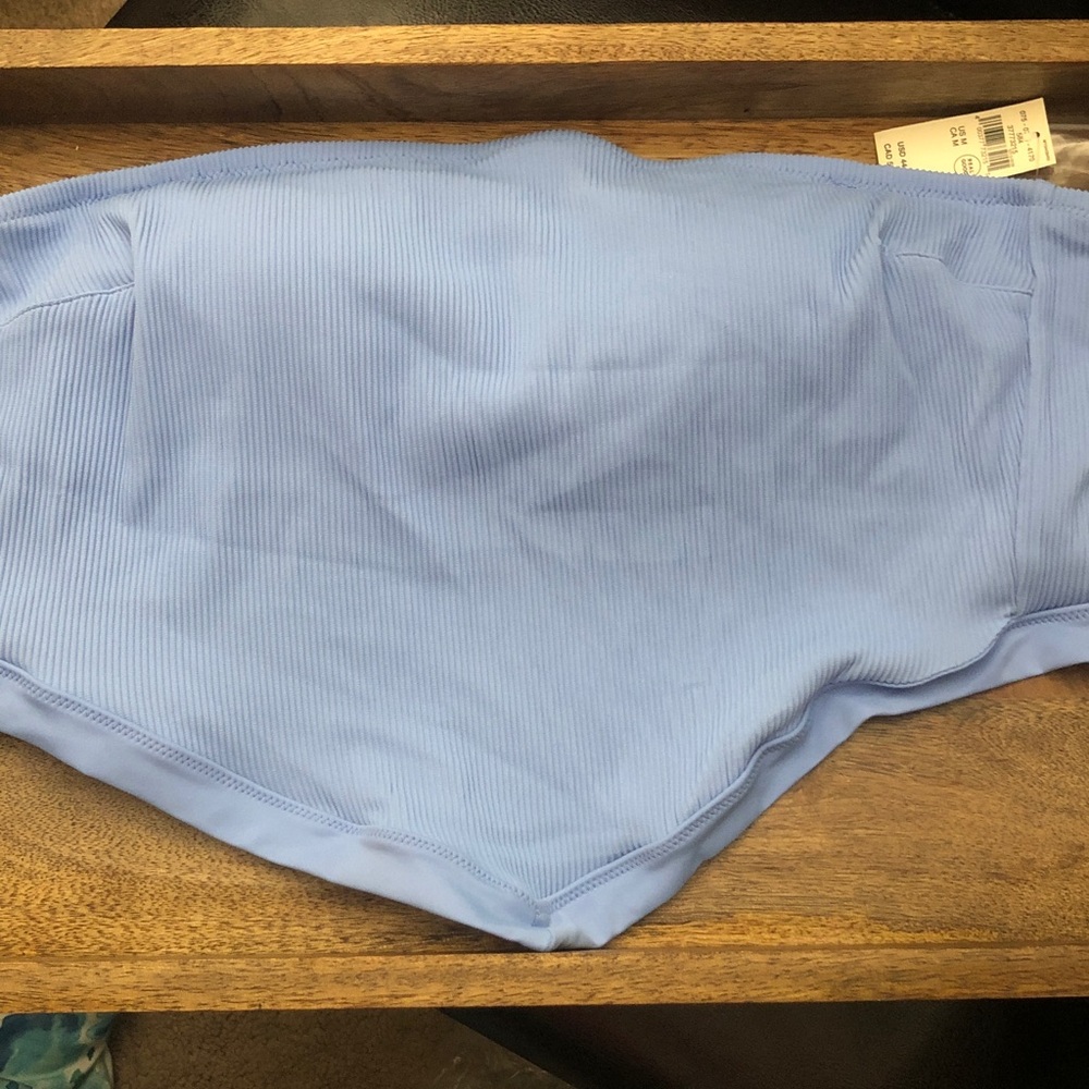 aerie Light Blue Ribbed Bikini Top Bandeau